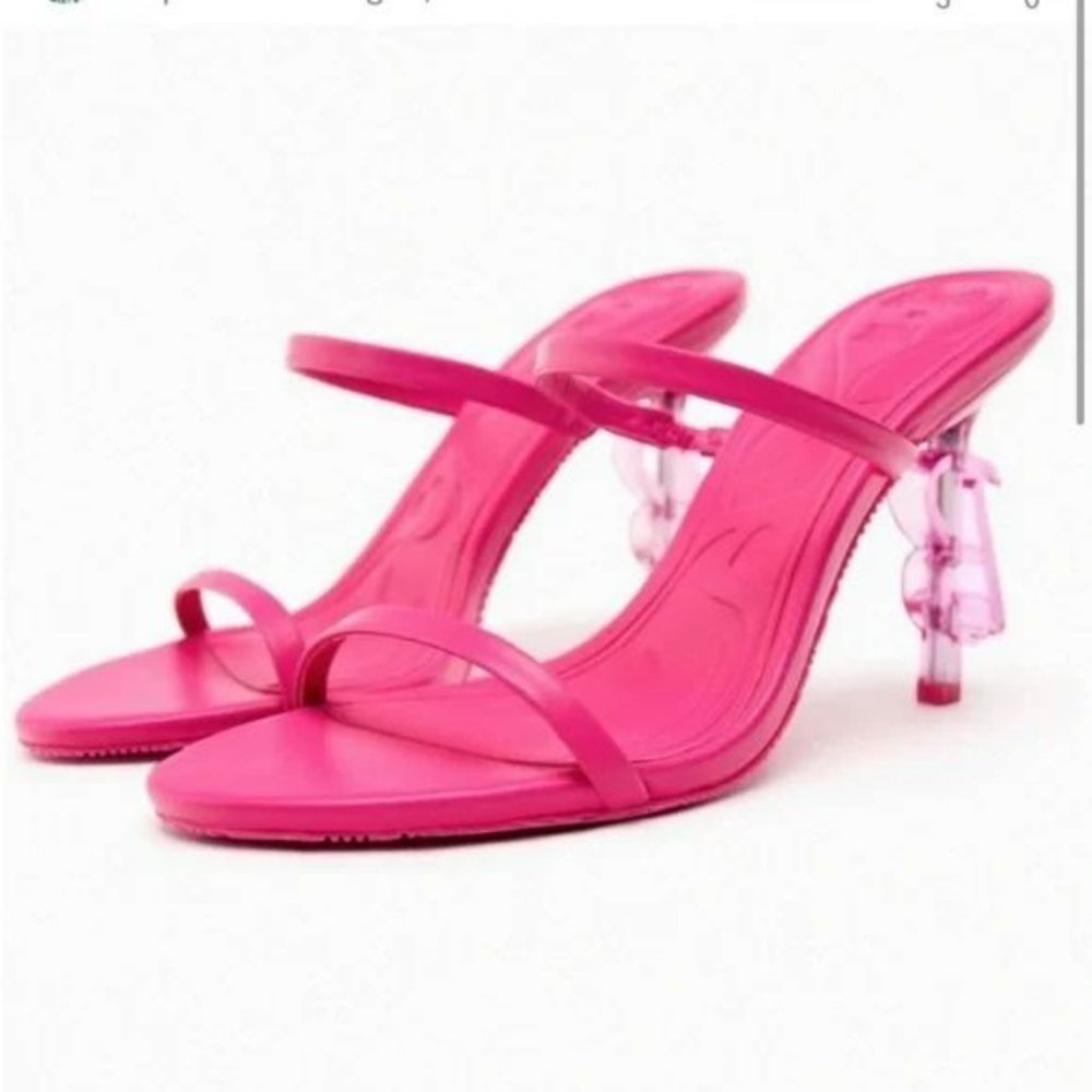 NWT ZARA X BARBIE™ LEATHER SANDALS - Picture 2 of 10